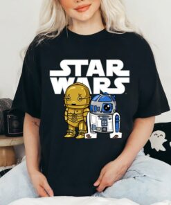 Star Wars Boba R2-D2 and C-3PO Cute Cartoon Graphic T-Shirt Disneyland Vacation Gift Shirt Unisex Adult Shirt Kid Tee Hoodie Sweatshirt