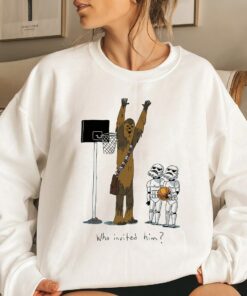 Star Wars Chewbacca Basketball Who Invited Him T-Shirt, Star Wars Fan, Galaxy's Edge, Disney World Tee Unisex Adult Shirt Kid Tee