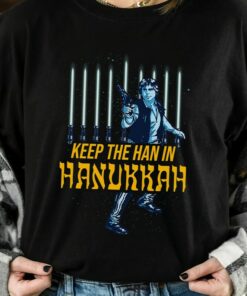 Star Wars Han Solo Hanukkah Lightsaber Menorah Shirt, Galaxy's Edge Unisex T-shirt Family Birthday Gift Adult Kid Toddler Comfort Colors Tee