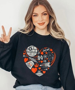 Star Wars Heart Galaxy Valentine's Day Sweatshirt Star Wars Droid Heart Valentine Unisex T-Shirt Couple Shirt Gift