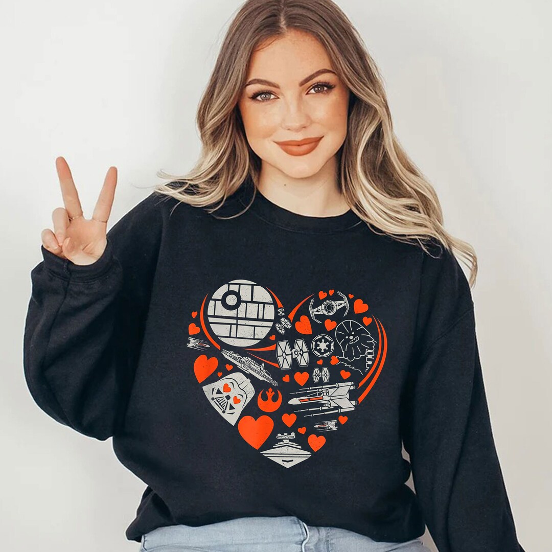 Star Wars Heart Galaxy Valentine's Day Sweatshirt Star Wars Droid Heart Valentine Unisex T-Shirt Couple Shirt Gift