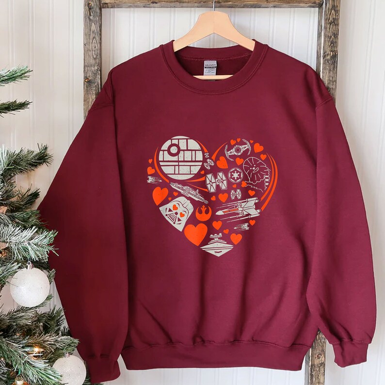 Star Wars Heart Galaxy Valentine's Day Sweatshirt Star Wars Droid Heart Valentine Unisex T-Shirt Couple Shirt Gift - Image 3