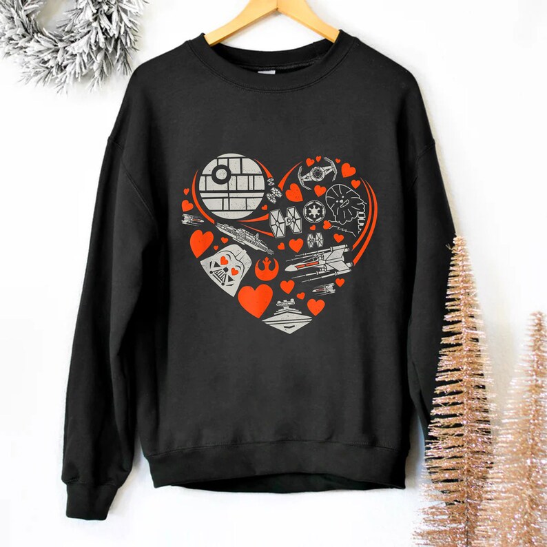 Star Wars Heart Galaxy Valentine's Day Sweatshirt Star Wars Droid Heart Valentine Unisex T-Shirt Couple Shirt Gift - Image 4