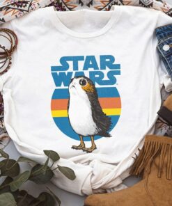Star Wars Last Jedi Porg Retro Stripes Logo Graphic Unisex T-shirt Birthday Shirt Gift For Men Women Kid Hoodie Sweatshirt Toddler Shirt