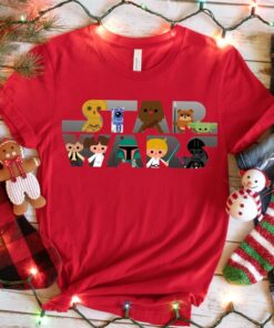 Star Wars Logo Kawaii Multi-Character T-Shirt, Gift For Star Wars Fan, Disneyland Family Trip Vacation Gift Unisex Adult Shirt Kid Tee