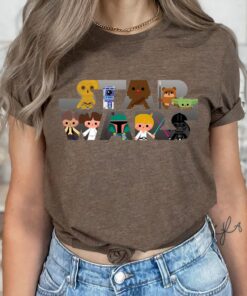 Star Wars Logo Kawaii Multi-Character T-Shirt, Gift For Star Wars Fan, Disneyland Family Trip Vacation Gift Unisex Adult Shirt Kid Tee