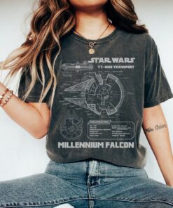 Star Wars Millennium Falcon Grey Schematics Shirt, Retro Movie Star Wars Shirt, Disneyland Family Vacation Gift Unisex T-shirt Kid Shirt