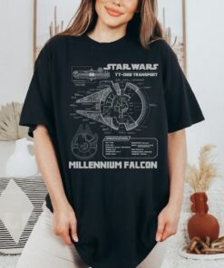 Star Wars Millennium Falcon Grey Schematics Shirt, Retro Movie Star Wars Shirt, Disneyland Family Vacation Gift Unisex T-shirt Kid Shirt