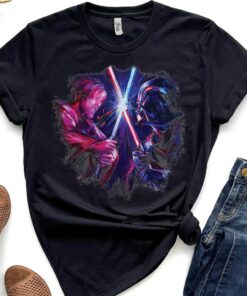 Star Wars Obi-Wan Kenobi Darth Vader Duel Painted Shirt Unisex T-shirt Birthday Shirt Gift For Men Women Kid Hoodie Sweatshirt Toddler Shirt