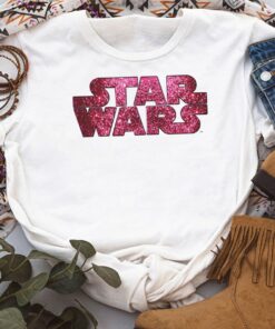 Star Wars Pink Logo Faux-Glitter Print T-Shirt Unisex T-shirt Birthday Shirt Gift For Men Women Kid Hoodie Sweatshirt Toddler Shirt