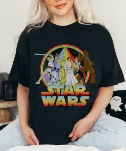 Star Wars Rainbow Group Shot Vintage Graphic T-Shirt, Disneyland Family Trip Vacation Tee, Galaxy's Edge Unisex Adult Shirt Kid Tee