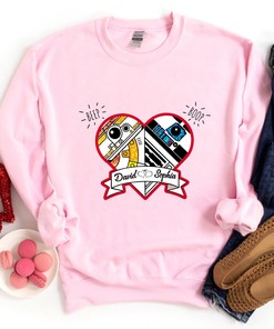 Star Wars Star Wars R2-D2 BB-8 Droid Valentine Day Shirt Custom Star Wars Heart Unisex T-shirt Star Wars Couple Shirt Gift R2-D2 BB-8 Shirt
