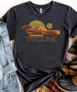 Star Wars Tatooine Landspeeder Retro 90s Sun Graphic Shirt, Galaxy's Edge Trip Unisex T-shirt Family Birthday Gift Adult Kid Toddler Tee