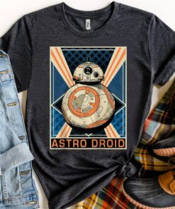 Star Wars The Force Awakens BB-8 Astro Droid Poster Shirt, Galaxy's Edge Holiday Unisex T-shirt Family Birthday Gift Adult Kid Toddler Tee