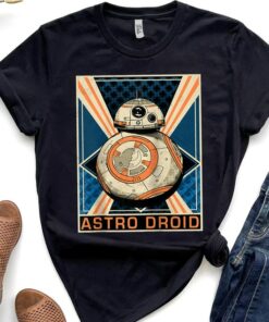 Star Wars The Force Awakens BB-8 Astro Droid Poster Shirt, Galaxy's Edge Holiday Unisex T-shirt Family Birthday Gift Adult Kid Toddler Tee