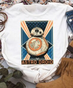 Star Wars The Force Awakens BB-8 Astro Droid Poster Shirt, Galaxy's Edge Holiday Unisex T-shirt Family Birthday Gift Adult Kid Toddler Tee