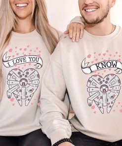 Star Wars Valentine's Day Shirt Millennium Falcon I Know I love You Valentine Unisex T-shirt Couple Shirts Gift Happy Valentine Shirt Gift