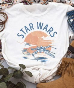 Star Wars X-Wing Sunset T-Shirt Unisex Adult T-shirt Kid shirt Gift for Birthday Hoodie Sweatshirt Toddler Tee Disneyland Vacation