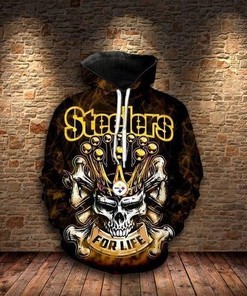 Steelers For Life King Skull Pittsburgh Steelers 3D Hoodie Zip Hoodie, Nfl 3D All Over Print Hoodie Zip Hoodie