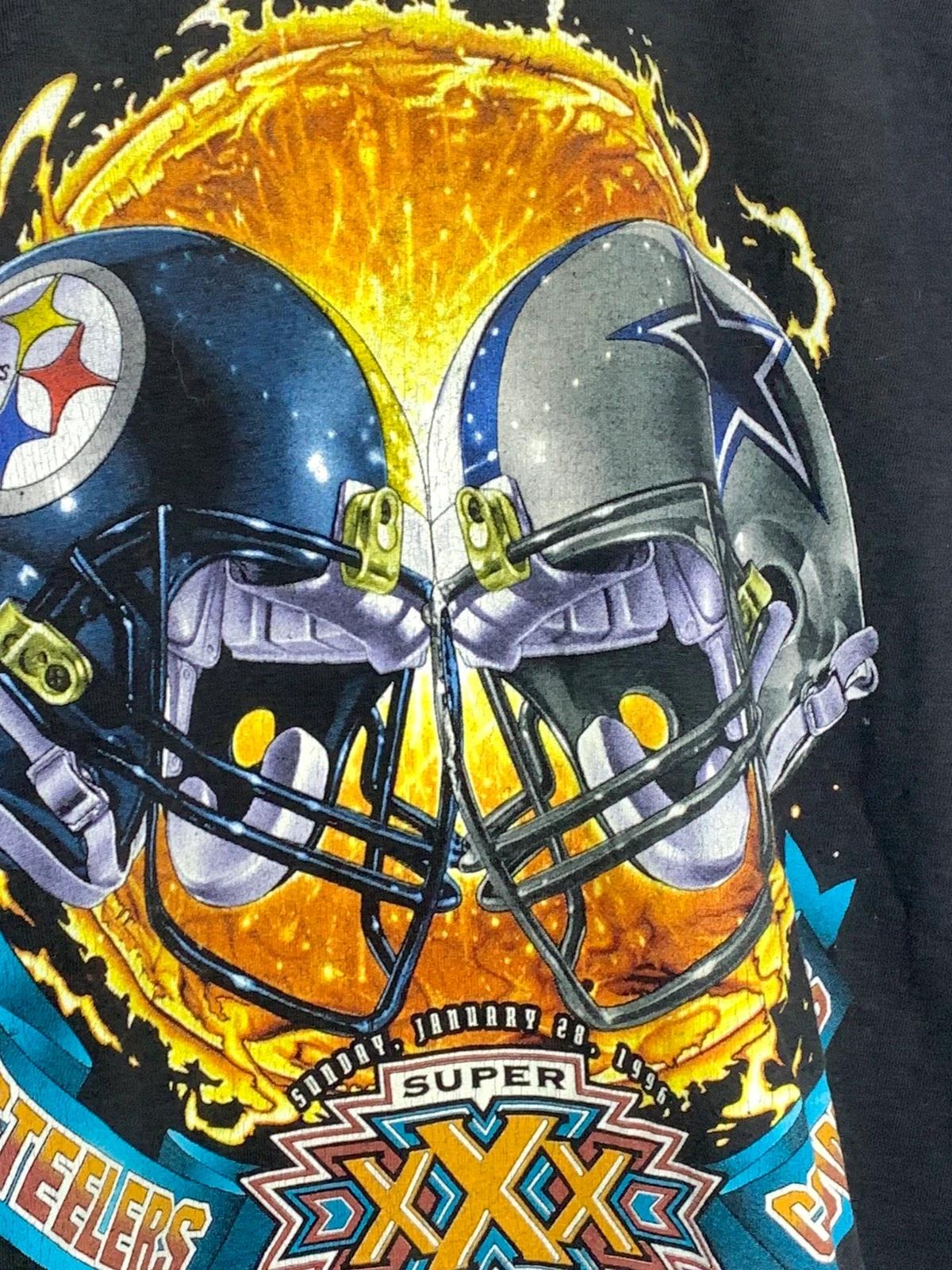 Steelers Vs. Cowboys 1996 Super Bowl Tshirt Pullover Hoodie Crewneck Sweatshirt Reprinted Full Color Full Size Gifts For NFL Fans - Image 2
