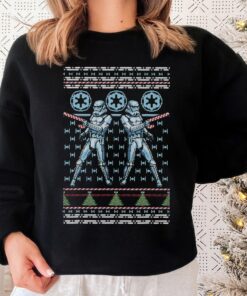 Stormtrooper Candy Cane Ugly Sweater Christmas T-Shirt, Funny Disney Star Wars Xmas Light Tee, Disneyland Family Holiday Party Trip Gift