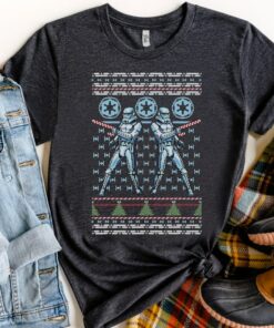 Stormtrooper Candy Cane Ugly Sweater Christmas T-Shirt, Funny Disney Star Wars Xmas Light Tee, Disneyland Family Holiday Party Trip Gift
