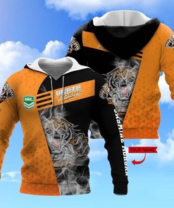 Thahd317 Dug Personalized Wests Tigers Smoke 3D Hoodie Zip Hoodie, Nrl 3D All Over Print Hoodie Zip Hoodie
