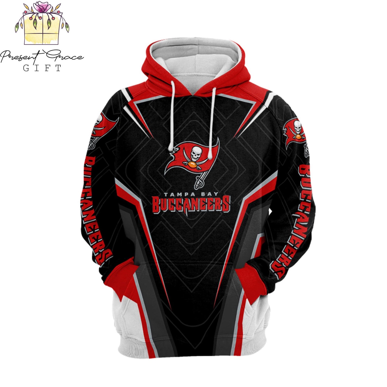 Tampa Bay Buccaneers Nfl Balls Black Red 3D All Over Print Zip Up Hoodie Option