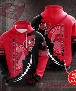 Tampa Bay Buccaneers Nfl Logo 3D Hoodie Personalized Custom Name 3D Printed Pull Over Hoodie, Zip Up Hoodie