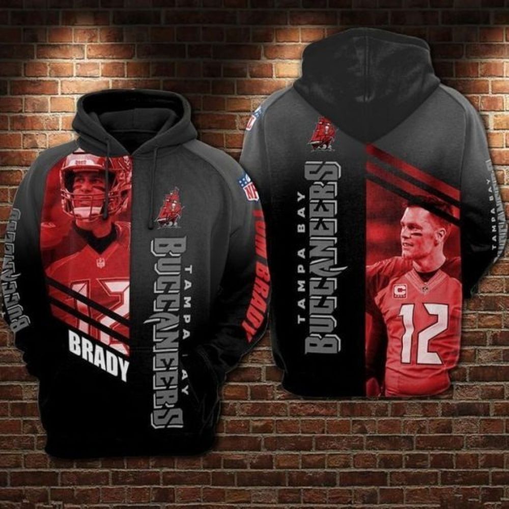 Tampa Bay Buccaneers Number 12 3D Hoodie Zip Hoodie, Nfl 3D All Over Print Hoodie Zip Hoodie