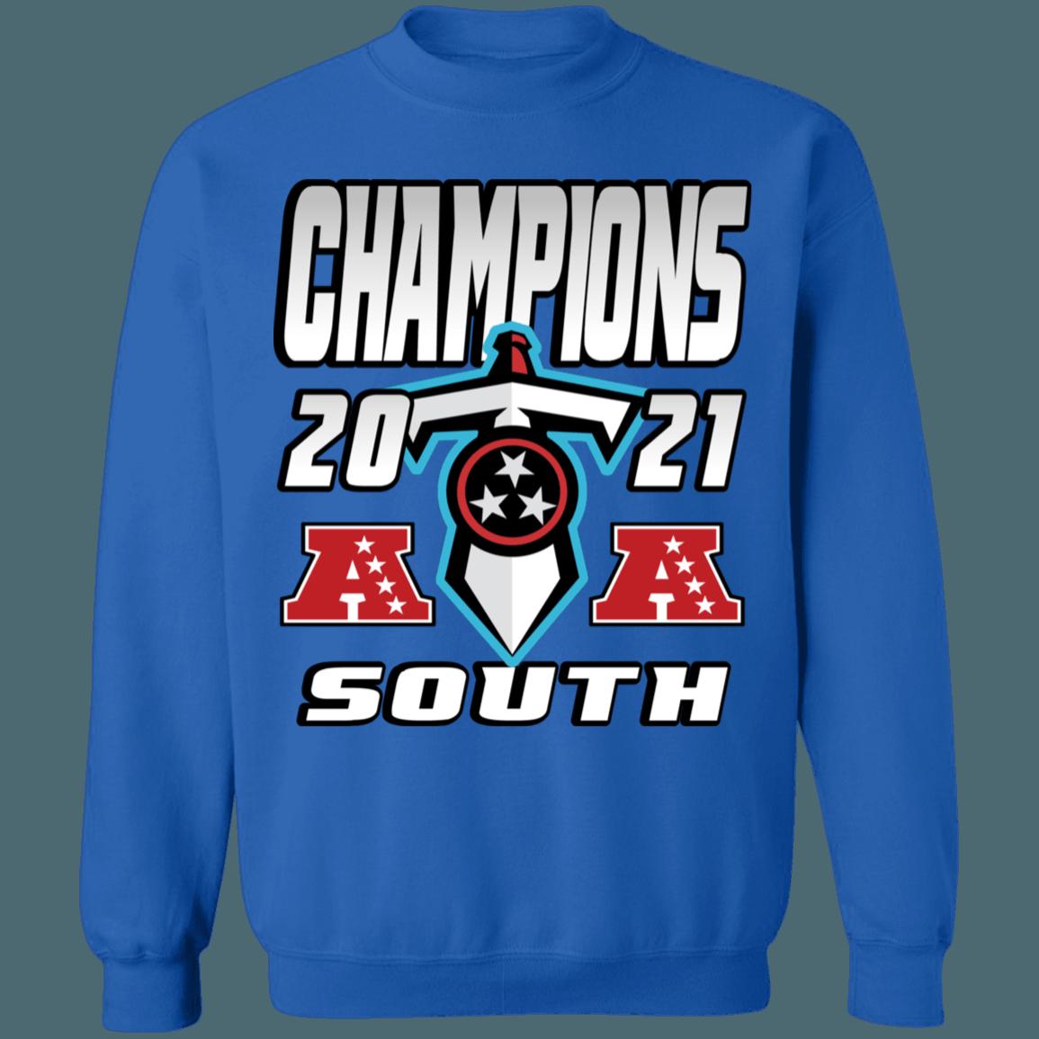 Tennessee Titans 2021 AFC South Division Champions Retro NFL Crewneck Sweatshirt Hoodie Shirt Gifts for Fans - Image 2