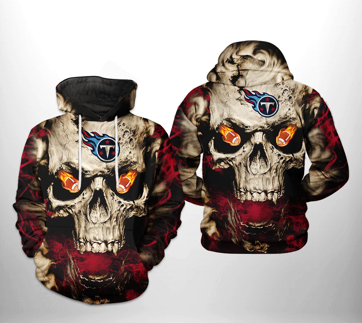 Tennessee Titans Nfl Skull Team 3D All Over Print Zip Up Hoodie Option