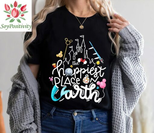 The Happiest Place on Earth Disney Shirts, Disney Trip shirt, Disney Family shirt, Disneyworld Shirt, Disneyland Tee, Magic Kingdom shirt