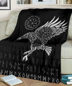 The Raven of Odin Tattoo Viking Blanket