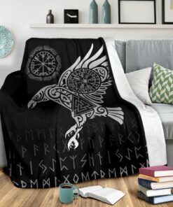 The Raven of Odin Tattoo Viking Blanket