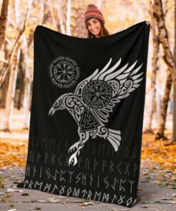 The Raven of Odin Tattoo Viking Blanket