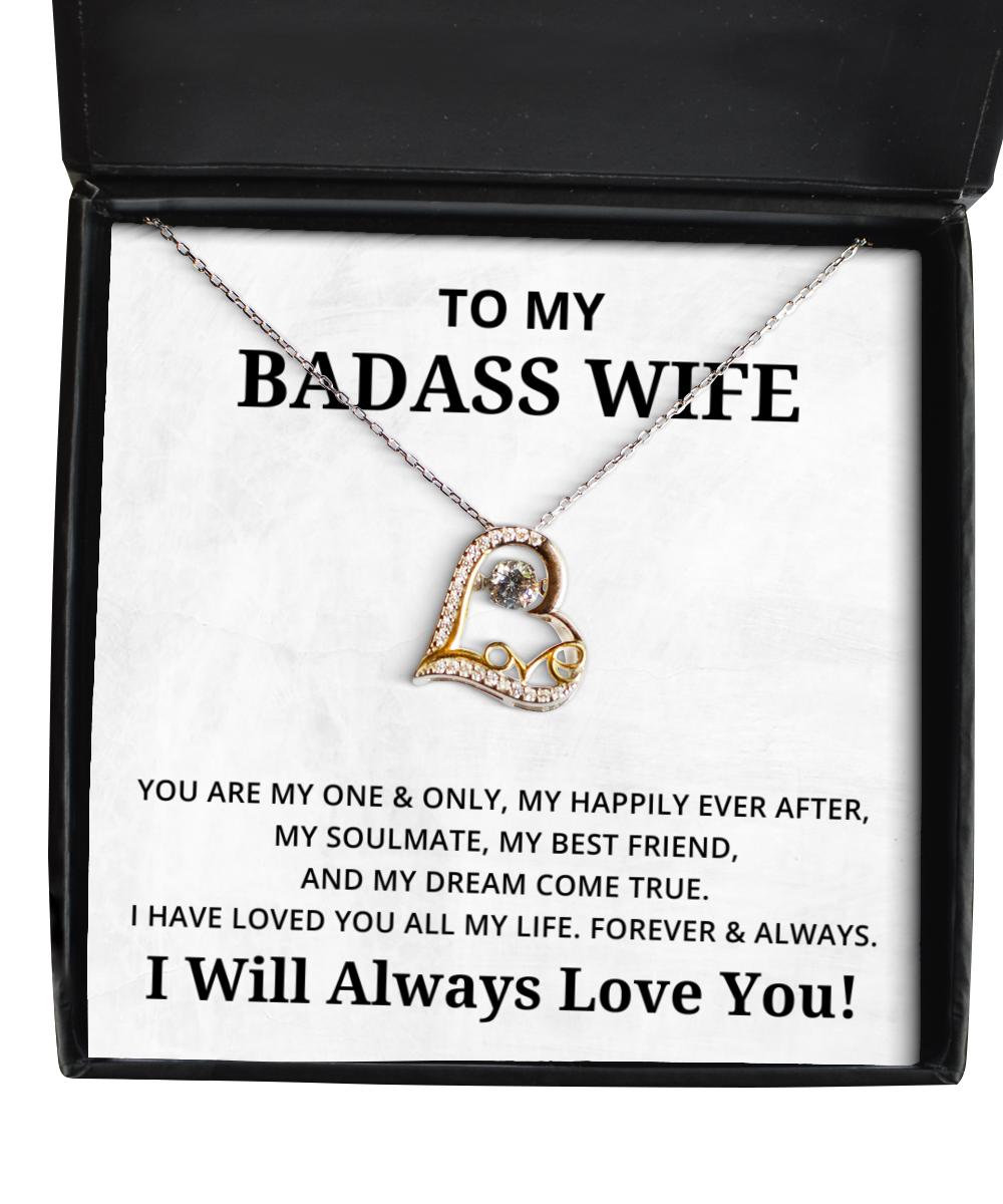 To My Badass Wife Love Dancing Necklace, You Are My One And Only, My Happily Even After, Birthday Gifts, Valentines Day Gifts I Will Always Love You