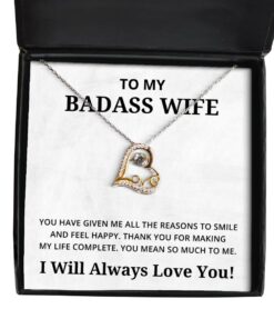 To My Badass Wife Love Dancing Necklace, You Have Given Me All The Reason To Smile, Birthday Gifts, Valentines Day Gifts I Will Always Love You