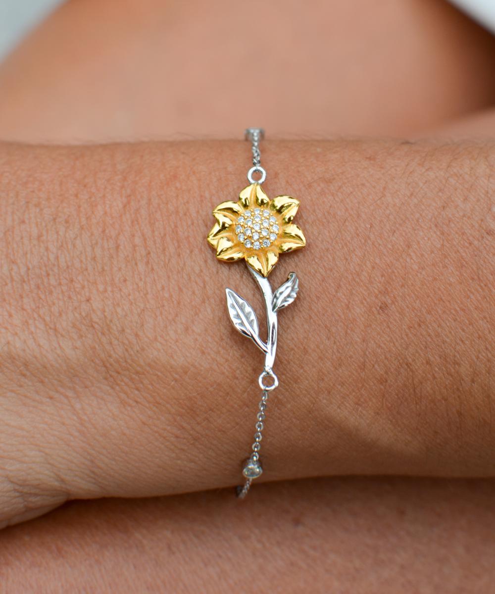 To My Badass Wife Sunflower Bracelet - If I Had To Choose Between Loving You - Birthday, Engagement, Wedding, Valentines Day Gifts I Will Always Love You - Image 2