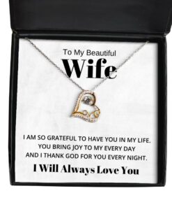 To My Beautiful Wife Love Dancing Necklace, I Am So Grateful To Have You In My Life, Birthday Gifts, Valentines Day Gifts I Will Always Love You