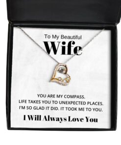 To My Beautiful Wife Love Dancing Necklace, You Are My Compass, Birthday Gifts, Valentines Day Gifts I Will Always Love You