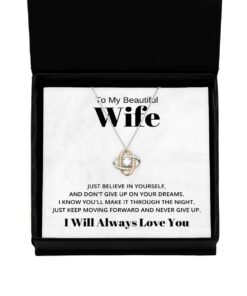 To My Beautiful Wife Love Knot Rose Gold Necklace Birthday Gifts, Engagement Gifts, Wedding Gifts, Valentines Day Gifts I Will Always Love You