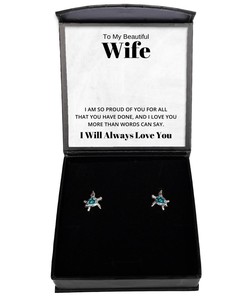 To My Beautiful Wife Turtle Earrings, I Am So Proud of You for All That You Have Done - Birthday, Engagement, Wedding, Valentines Day Gifts I Will Always Love You