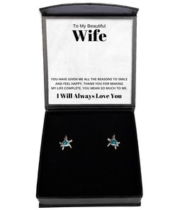 To My Beautiful Wife Turtle Earrings, You Have Given Me All The Reason To Smile - Birthday, Engagement, Wedding, Valentines Day Gifts I Will Always Love You