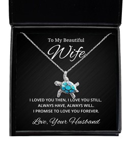 To My Beautiful Wife Turtle Necklace I Loved You Then I Love You Still Always Have Always Will - Birthday, Engagement, Wedding, Valentines Day Gifts From Your Husband