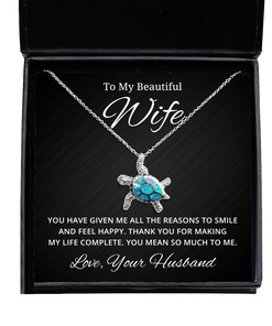 To My Beautiful Wife Turtle Necklace You Have Given Me All The Reason To Smile - Birthday, Engagement, Wedding, Valentines Day Gifts From Your Husband