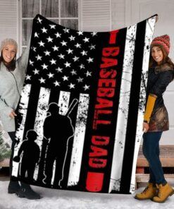 To My Dad Flag Baseball Blanket- Gift For Dad Baseball Lover