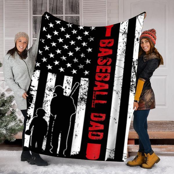 To My Dad Flag Baseball Blanket- Gift For Dad Baseball Lover