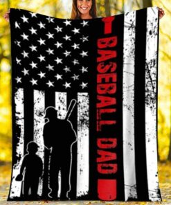 To My Dad Flag Baseball Blanket- Gift For Dad Baseball Lover