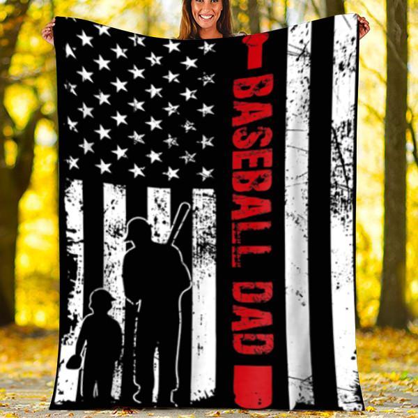 To My Dad Flag Baseball Blanket- Gift For Dad Baseball Lover